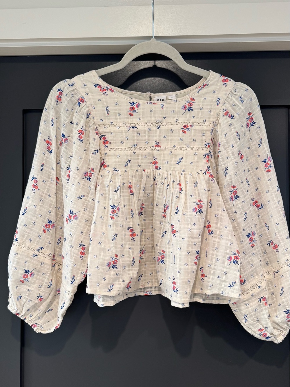 GAP Cream Blouse with Pink & Blue Floral Print